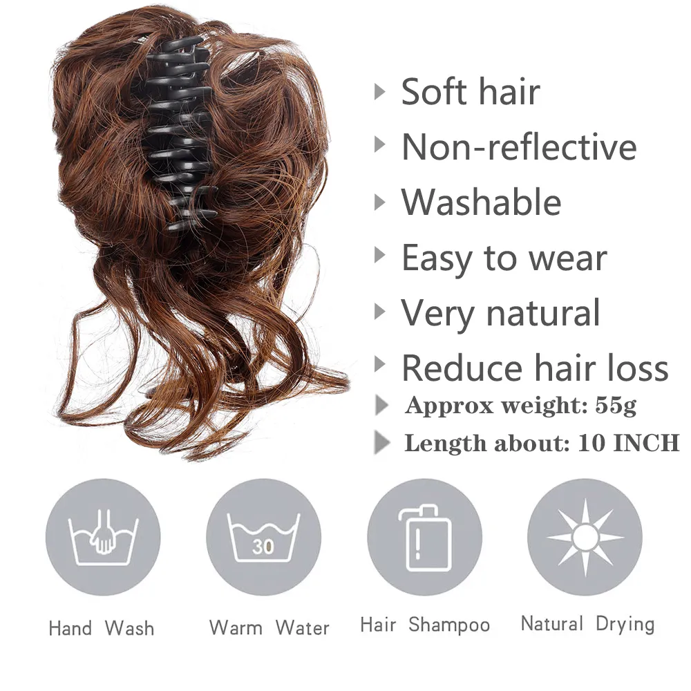 Synthetic Hair Clip Messy Curly hair wigs for women Bun Claw Extension Chignon Hairpiece for Women Fake hair