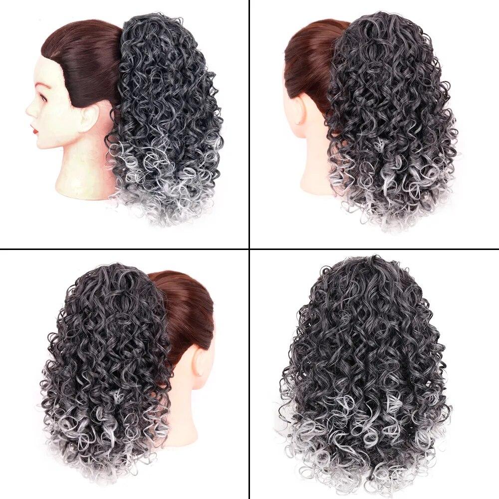 AZQUEEN Synthetic Hair Fiber Heat-Resistant Curly Hair With Ponytail Fake Hair Chip-in Hair Extensions Drawstring Elastic Band