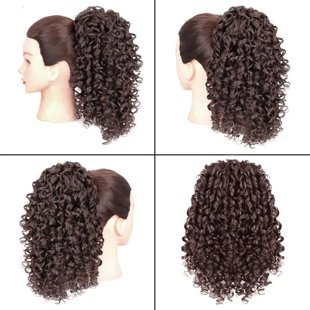 AZQUEEN Synthetic Hair Fiber Heat-Resistant Curly Hair With Ponytail Fake Hair Chip-in Hair Extensions Drawstring Elastic Band