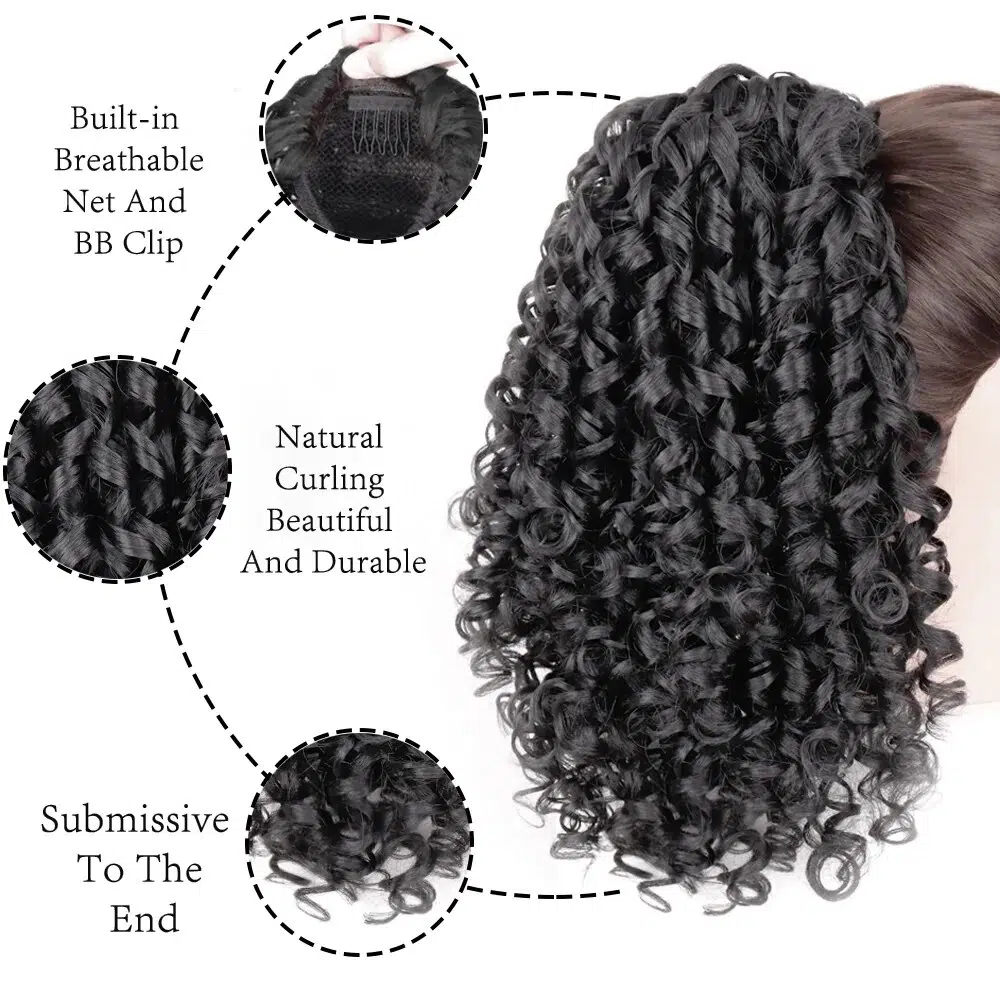 AZQUEEN Synthetic Hair Fiber Heat-Resistant Curly Hair With Ponytail Fake Hair Chip-in Hair Extensions Drawstring Elastic Band