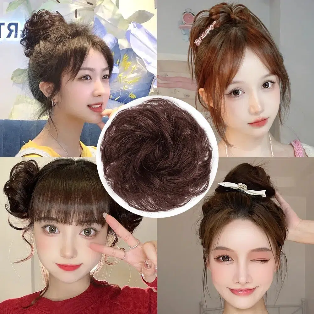 Fluffy Wig Loop Invisible Seamless Bun Natural Synthetic Hair Ring Fluffy Hair Decoration Women Girls Hair Tie Braiding Styling