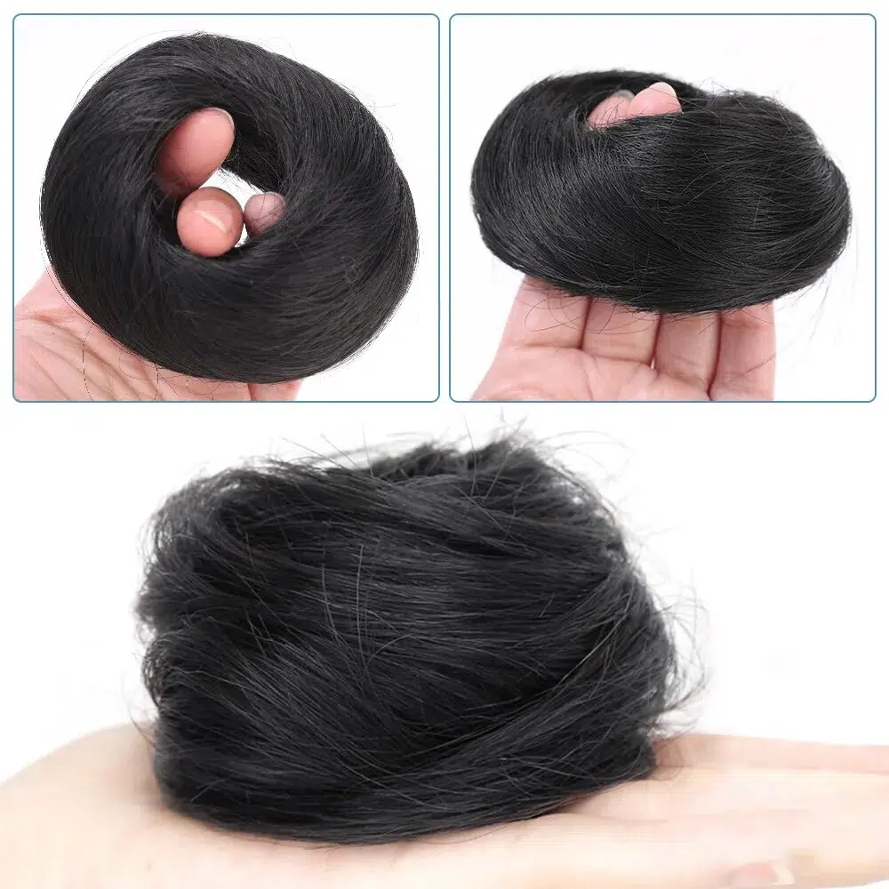 Fluffy Wig Loop Invisible Seamless Bun Natural Synthetic Hair Ring Fluffy Hair Decoration Women Girls Hair Tie Braiding Styling