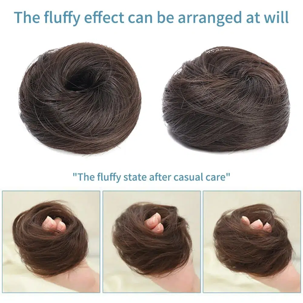 Fluffy Wig Loop Invisible Seamless Bun Natural Synthetic Hair Ring Fluffy Hair Decoration Women Girls Hair Tie Braiding Styling