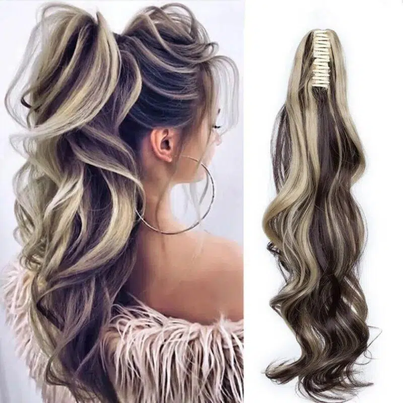 14inch Ponytail Wavy Claw Clip Curly Hair Women Human Pony Hairpiece Extensions Clip Hair As Long Claw Extra Real Hair Clip - Image 2