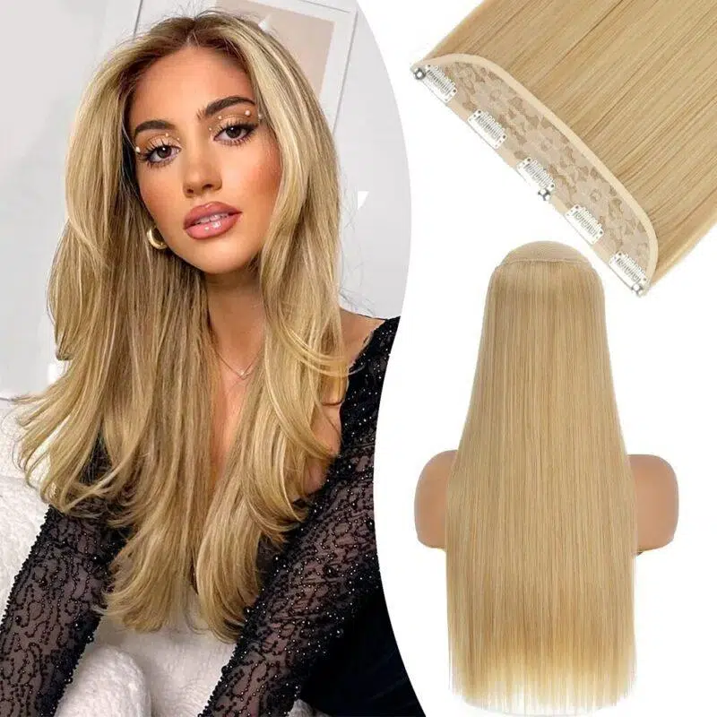 22" Natural Long Straight Hairpiece 5 Clip In Hair Extension