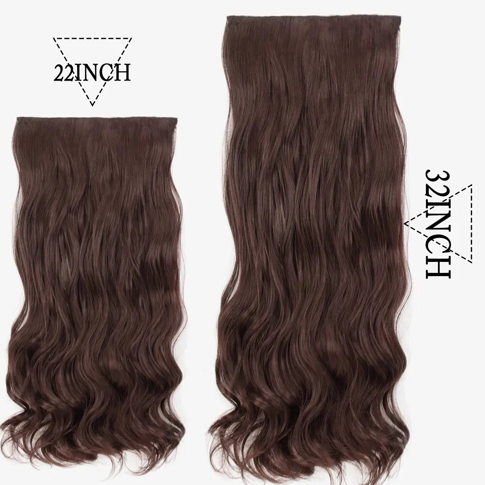 Natural Long Wavy No Clip Hair Extensions Invisible Wire Hairpiece 16"22"32" Black Brown Blonde Mixed Colors