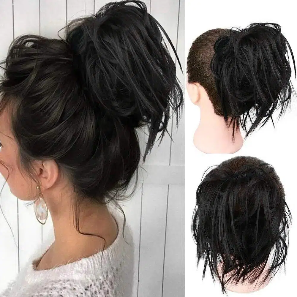 Synthetic Hair Bun LARGE Comb Clip In Curly Hair Extension Chignon Hair Pieces Women Updo Cover Hairpiece Extension