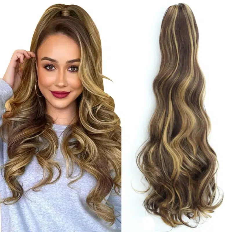24Inch Long Wavy Claw Clip In Ponytail Hair Synthetic Extensions Pony Tail