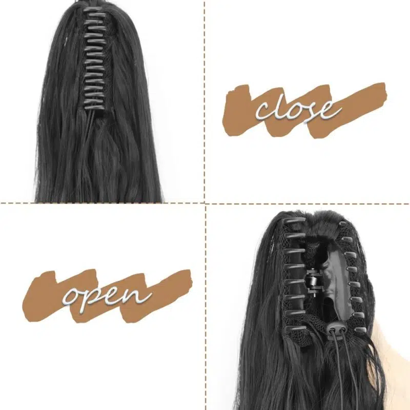 24Inch Long Wavy Claw Clip In Ponytail Hair Synthetic Extensions Pony Tail - Image 5