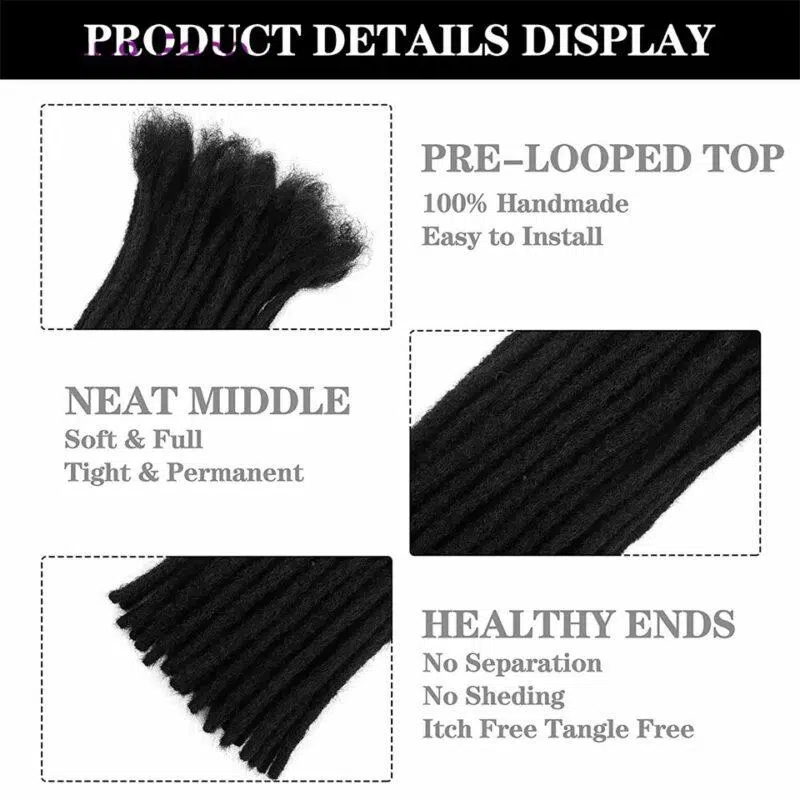 8-30 Inch Dreadlock Extensions Real Human Hair For Man/Women 0.6cm Wedth Permanent Loc Extensions 40 Strands Brazilian Dreadlock - Image 3
