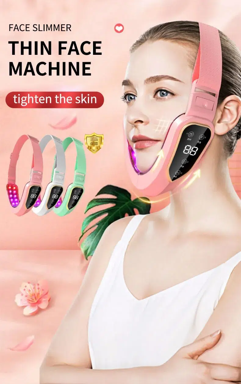 Facial Lifting Device LED Photon Therapy Chin V Face Vibration Massager Facial Slimming Vibration Massager Facial Heated Double