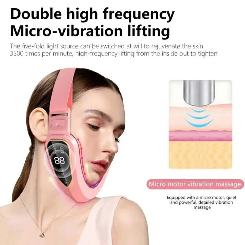 Facial Lifting Device LED Photon Therapy Chin V Face Vibration Massager Facial Slimming Vibration Massager Facial Heated Double - Image 3