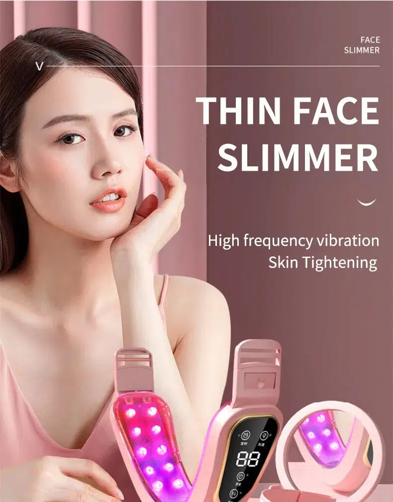 Facial Lifting Device LED Photon Therapy Facial Slimming Vibration Massager Facial Heated Double Chin V Face Vibration Massager