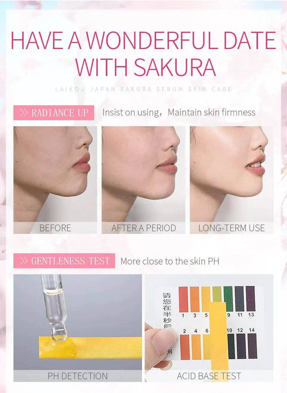 LAIKOU 10pcs Japan Sakura Serum Moisturizing Brightening Anti-Aging Whitening Cherry Blossoms Essence Shrink Pores Face Skincare