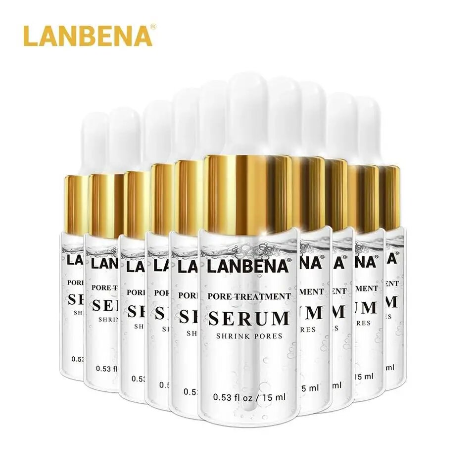 LANBENA 10PCS Pore Treatment Serum Essence Shrink Pores Relieve Dryness Oil Control Smooth Skin Firming Repairing Moisturizing
