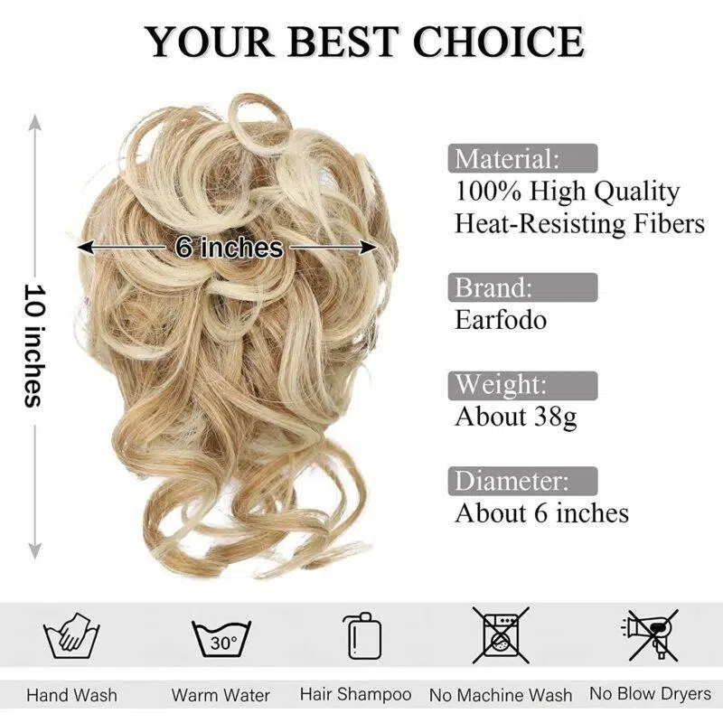 Women Hair Bun Chignon Messy Curly Hair Band Elastic Scrunchie Updo Wrap Curly Messy Bun Hair Piece Hair - Image 2