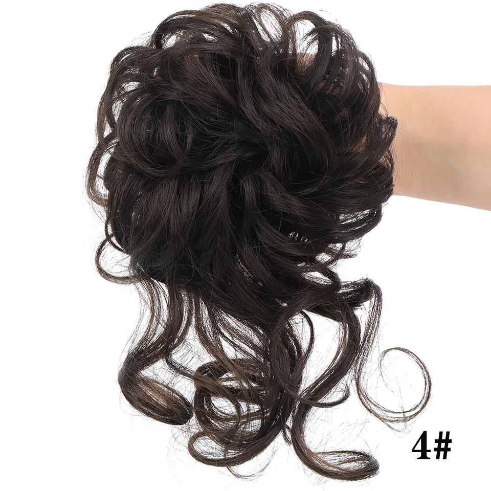 Shangzi Synthetic Hair Bun Chignon Messy Curly Hair Band Elastic Scrunchy False Hair Pieces Women Hairpins Black Brown Wig