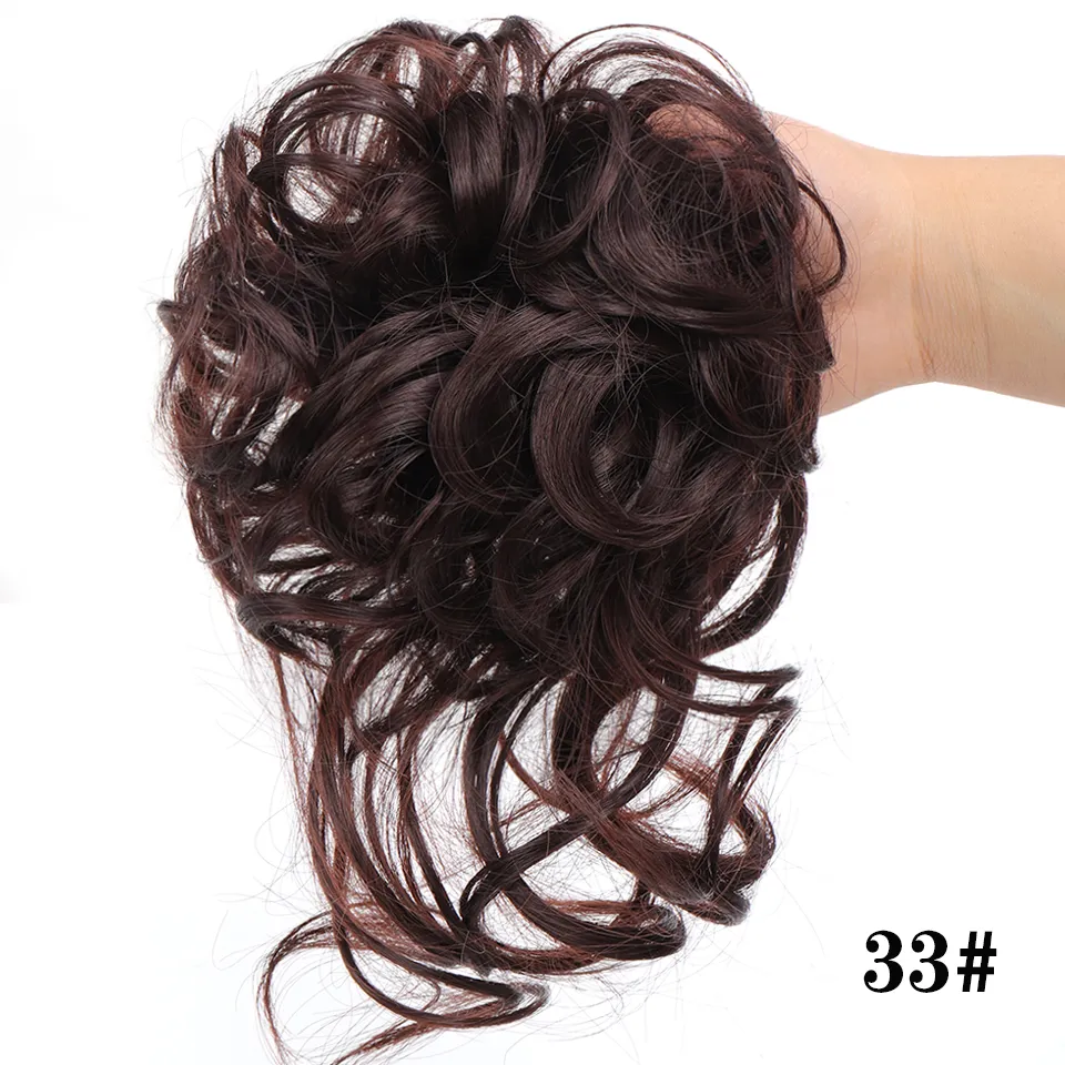 Shangzi Synthetic Hair Bun Chignon Messy Curly Hair Band Elastic Scrunchy False Hair Pieces Women Hairpins Black Brown Wig