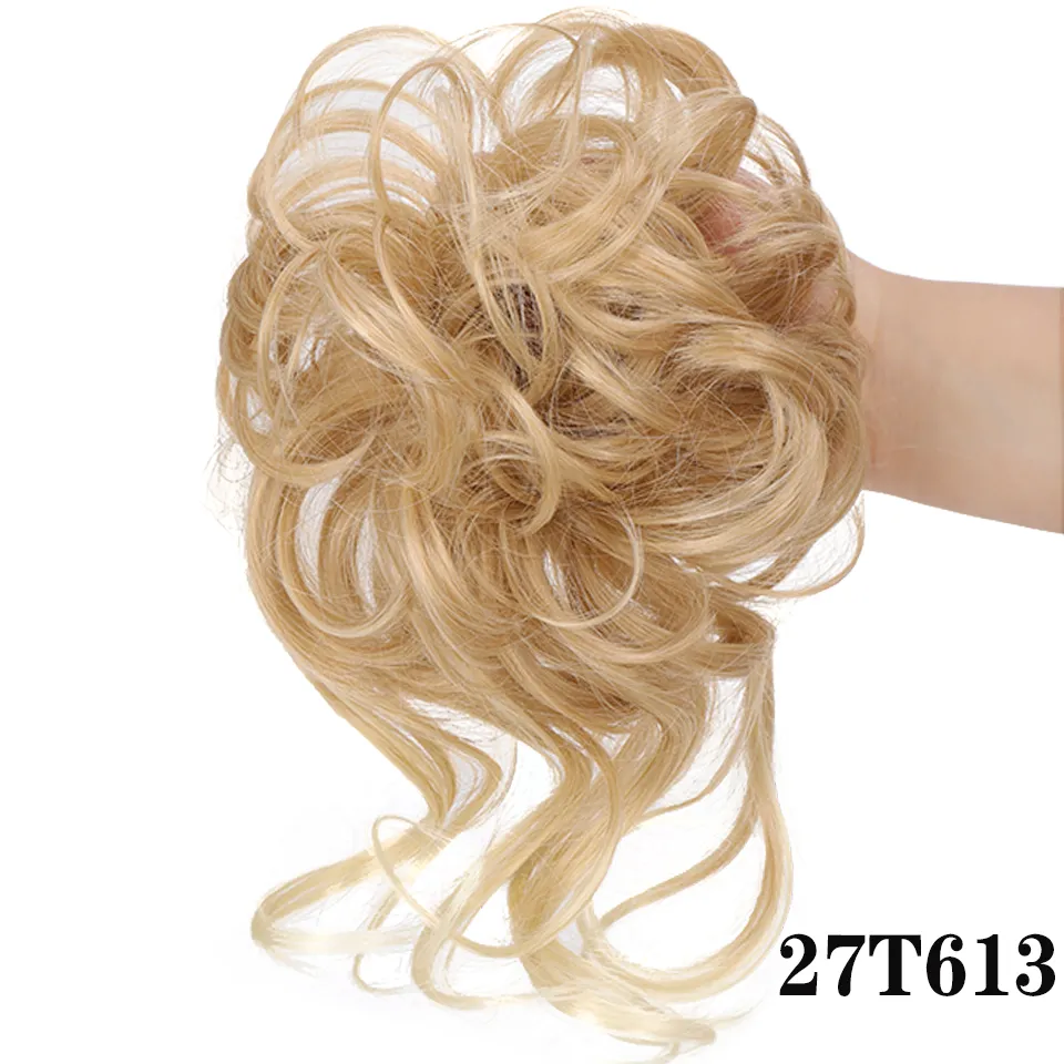 Shangzi Synthetic Hair Bun Chignon Messy Curly Hair Band Elastic Scrunchy False Hair Pieces Women Hairpins Black Brown Wig