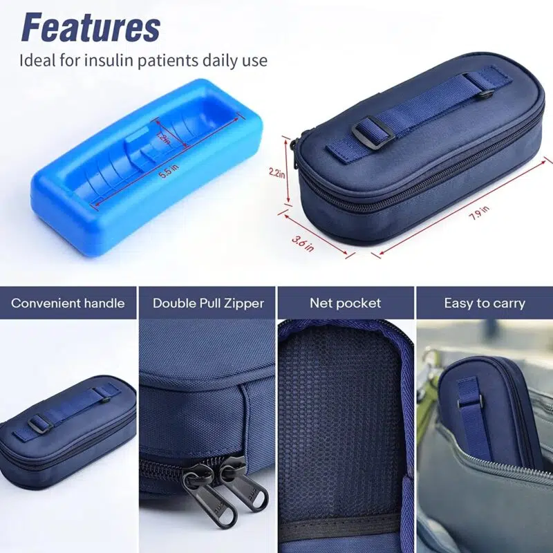 Insulin Cooler Travel Carrying Case Portable Diabetes Cold Medication Organizer  Insulated Pack Insulin Vial Freezer Bag with Protective Ice Brick - Image 6