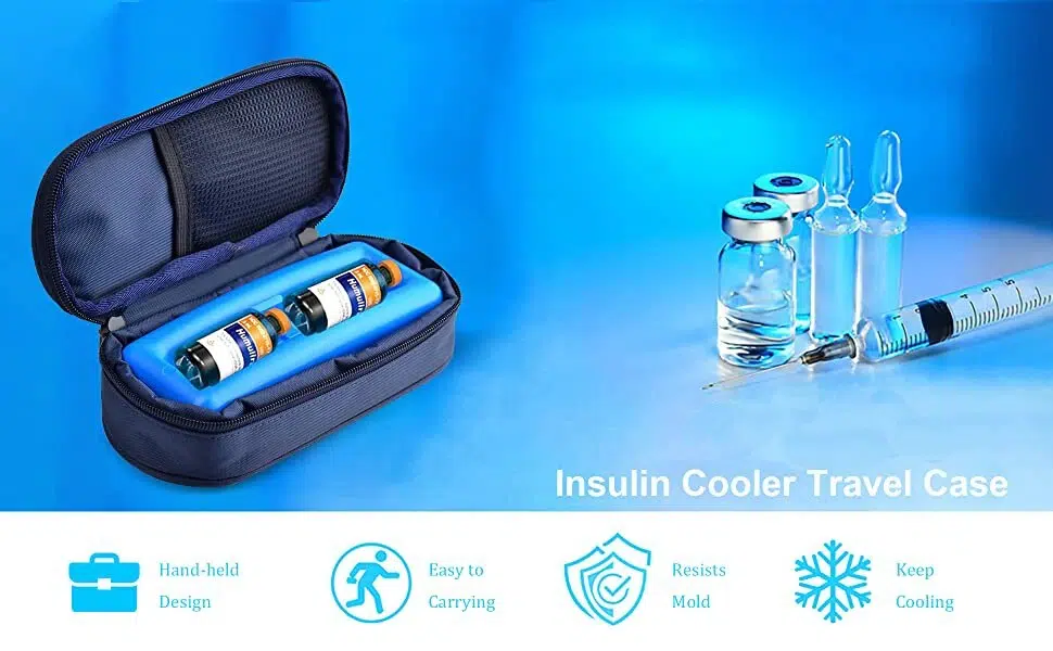 1Pcs Insulin Cooler Case Mini Medicine Insulated Pack Insulin Vial Freezer Bag with Protective Ice Brick for Traveling Outdoor