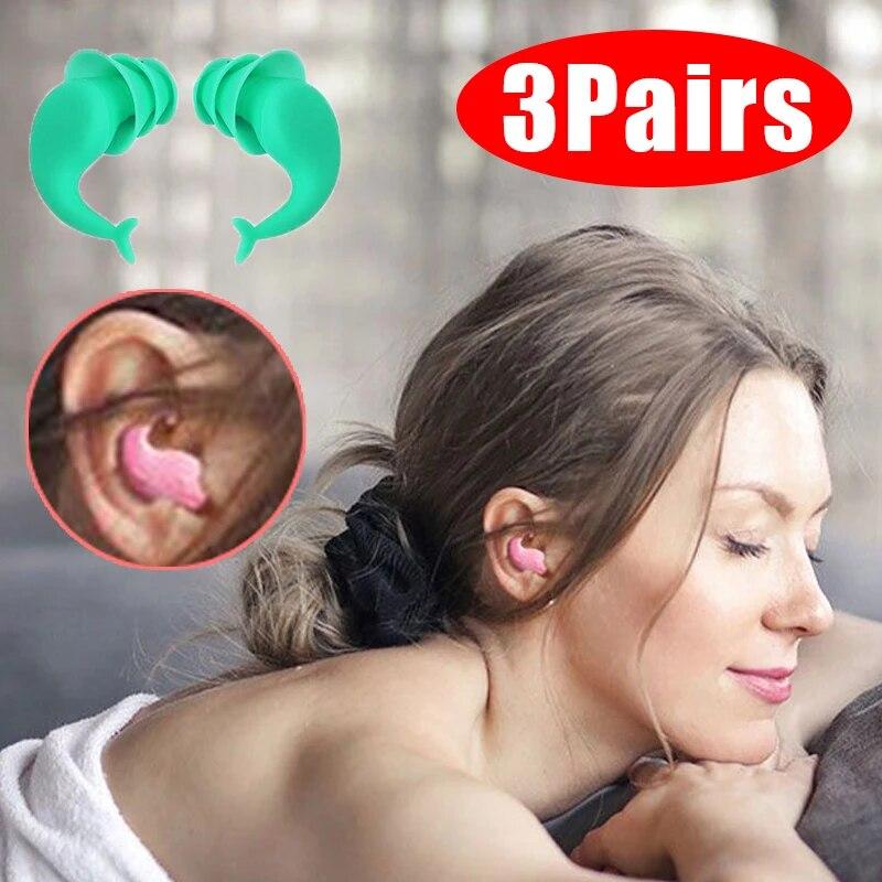 Ear Plugs Noise Canceling Anti Noise Silicone Earplugs For Comfort Natation Sleeping Swimming Diving Surf Soft Ear Protector Waterproof Swimming 