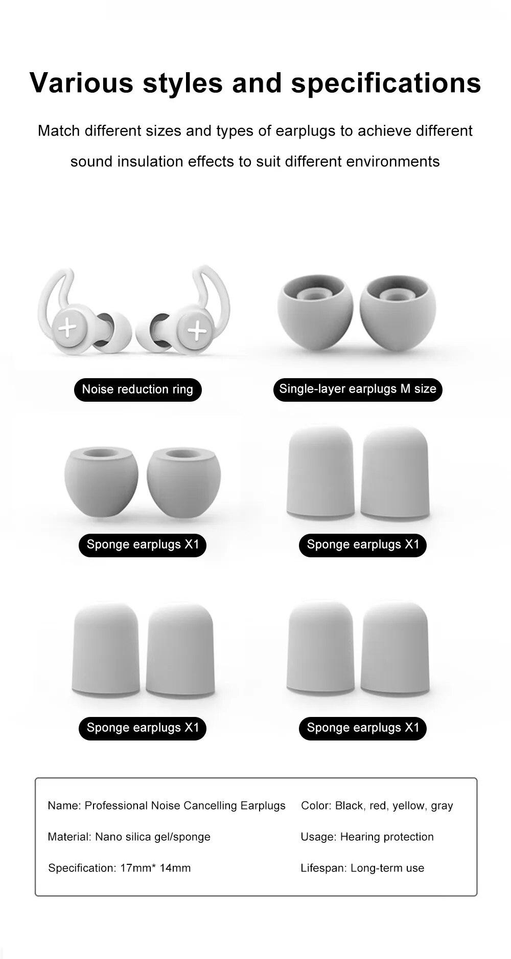 Sleep Noise Reduction Earplug Silicone Black Sleep Soundproof Memory Foam Tapones Oido Ruido Anti Snoring Ear Protection Plugs
