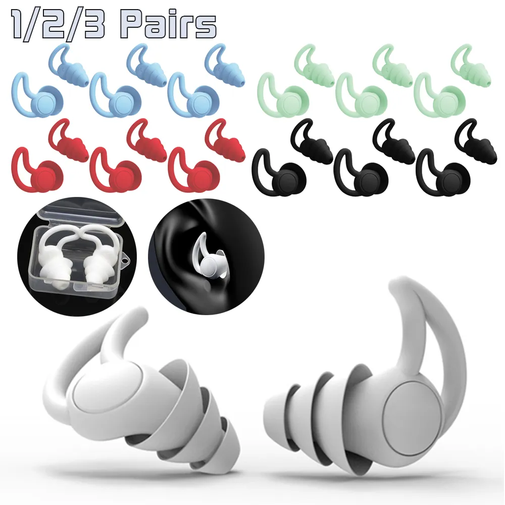 1-3Pairs Sleeping Ear Plugs Silicone Sleep Noise Reduction Swim Waterproof Earplugs Ear Protection Anti-Noise Ear Plug