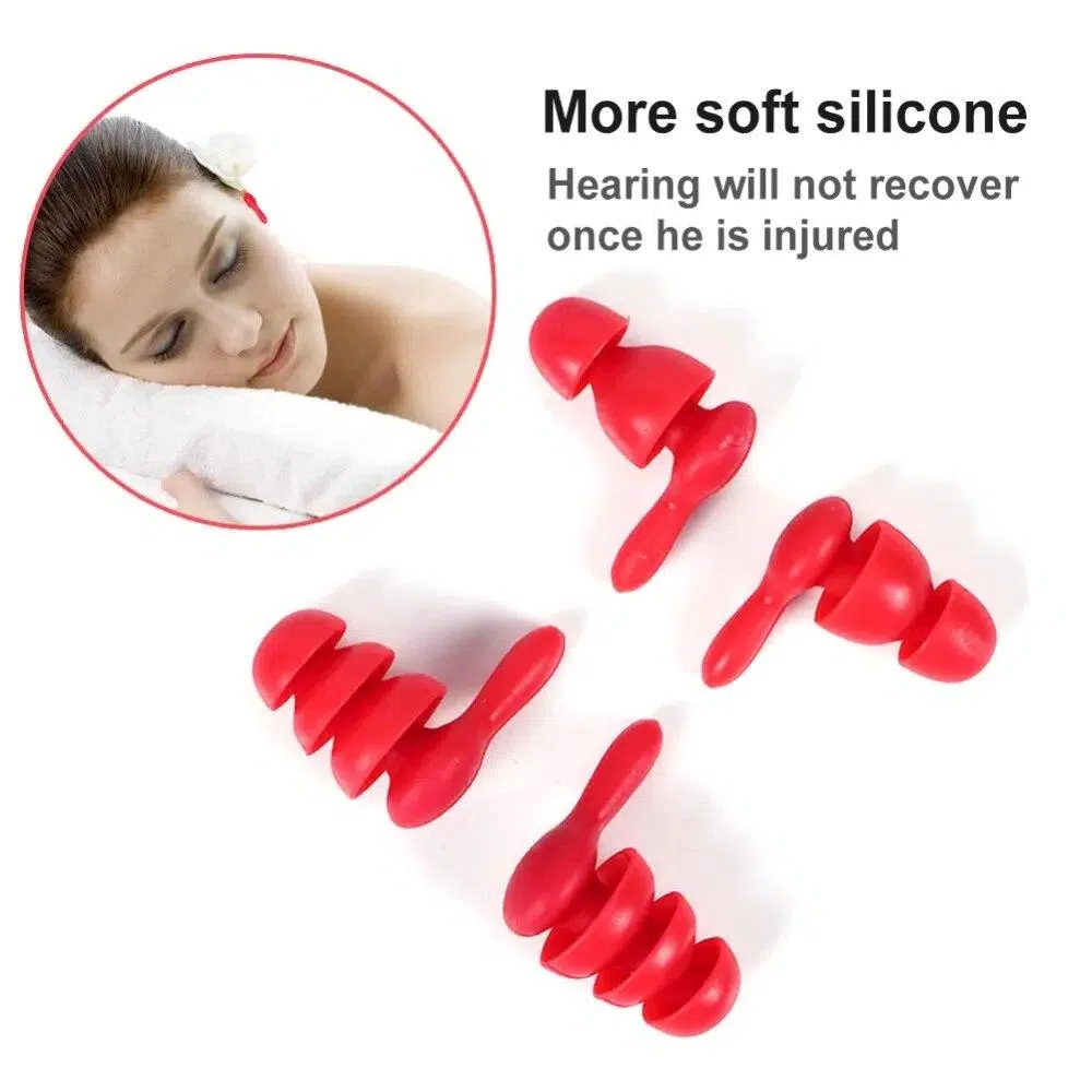 2 Pairs Anti Noise Ear Plug Sound Insulation Ear Protection Sleeping Travel Earplugs Waterproof Soft Silicone Swiming Earplugs