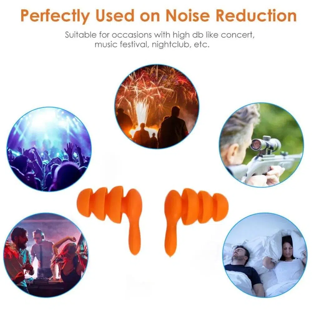 2 Pairs Anti Noise Ear Plug Sound Insulation Ear Protection Sleeping Travel Earplugs Waterproof Soft Silicone Swiming Earplugs