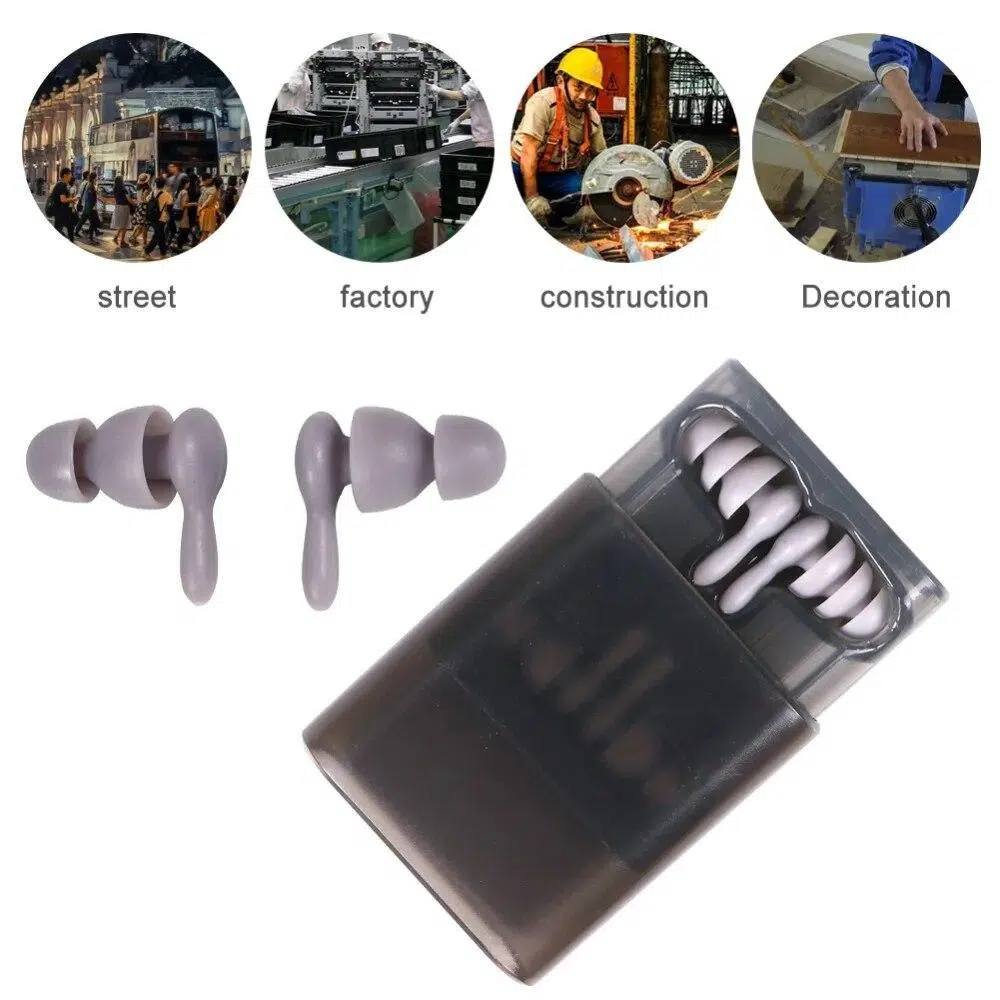 2 Pairs Anti Noise Ear Plug Sound Insulation Ear Protection Sleeping Travel Earplugs Waterproof Soft Silicone Swiming Earplugs