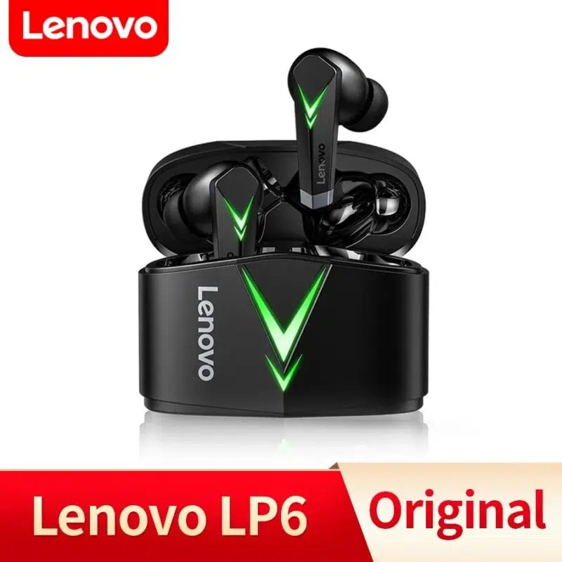 Lenovo LP6 TWS Gaming Earphones Wireless Bluetooth Headphones Low Latency With Noise Reduction Dual Mode Headset For E-Sports Games