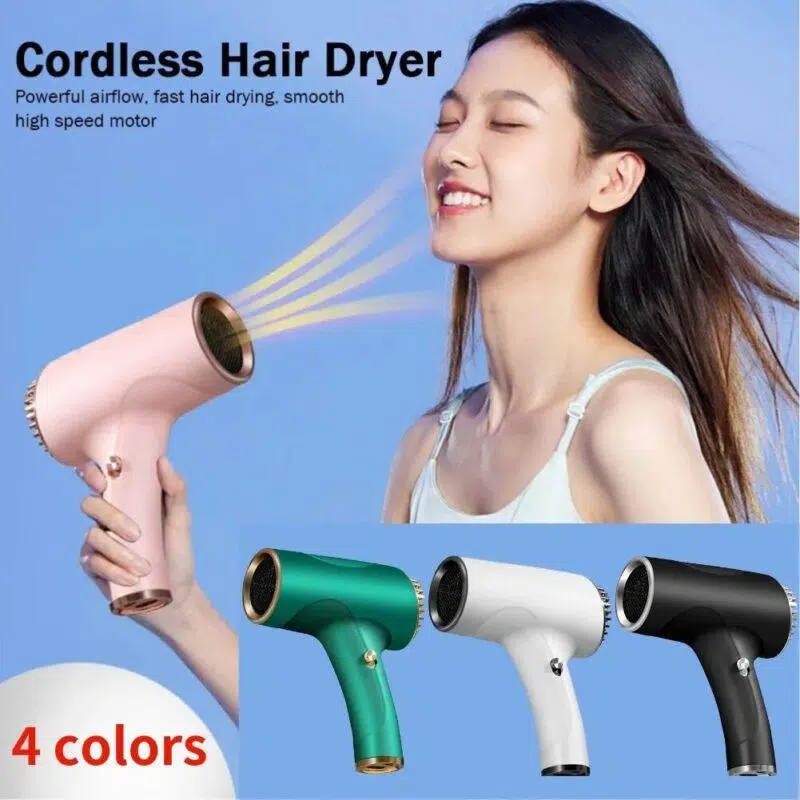 500W Portable Rechargeable USB Cordless Hair Dryer Versatile Hairdressing Tool Hair Dryer USB Rechargeable Powerful 2 Gears for Travel Home