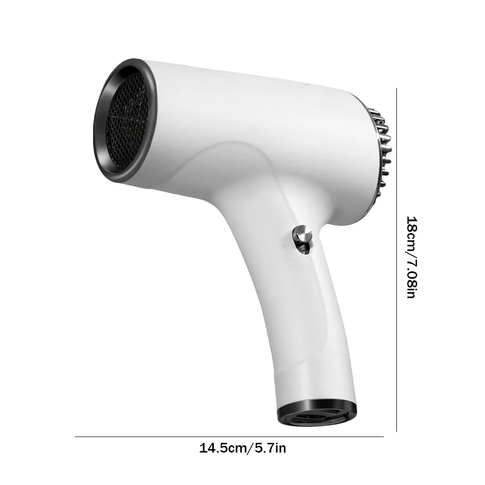 Portable Hair Dryer 2600mAh 40/500W USB Rechargeable 2 Gears Powerful Cordless Anion Handy Blow Dryer for Household Travel Salon
