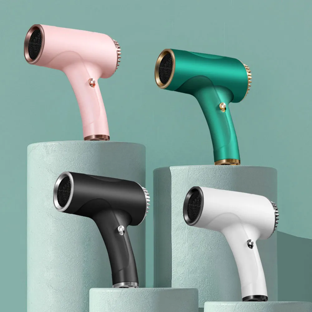 Portable Hair Dryer 2600mAh Cordless Anion Blow Dryer 40/500W USB Rechargeable Powerful 2 Gears for Household Travel Salon