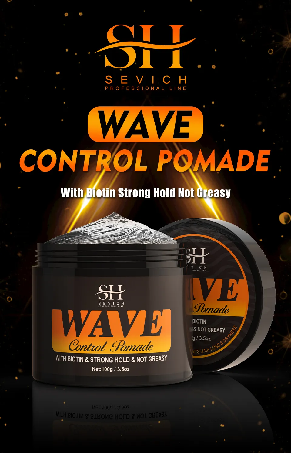 2023 Natural Wave Control Pomade for Black Men Strong Hold 360 Waves Layered Style Clay Wavy Grease Builder for Hair Silky Shine