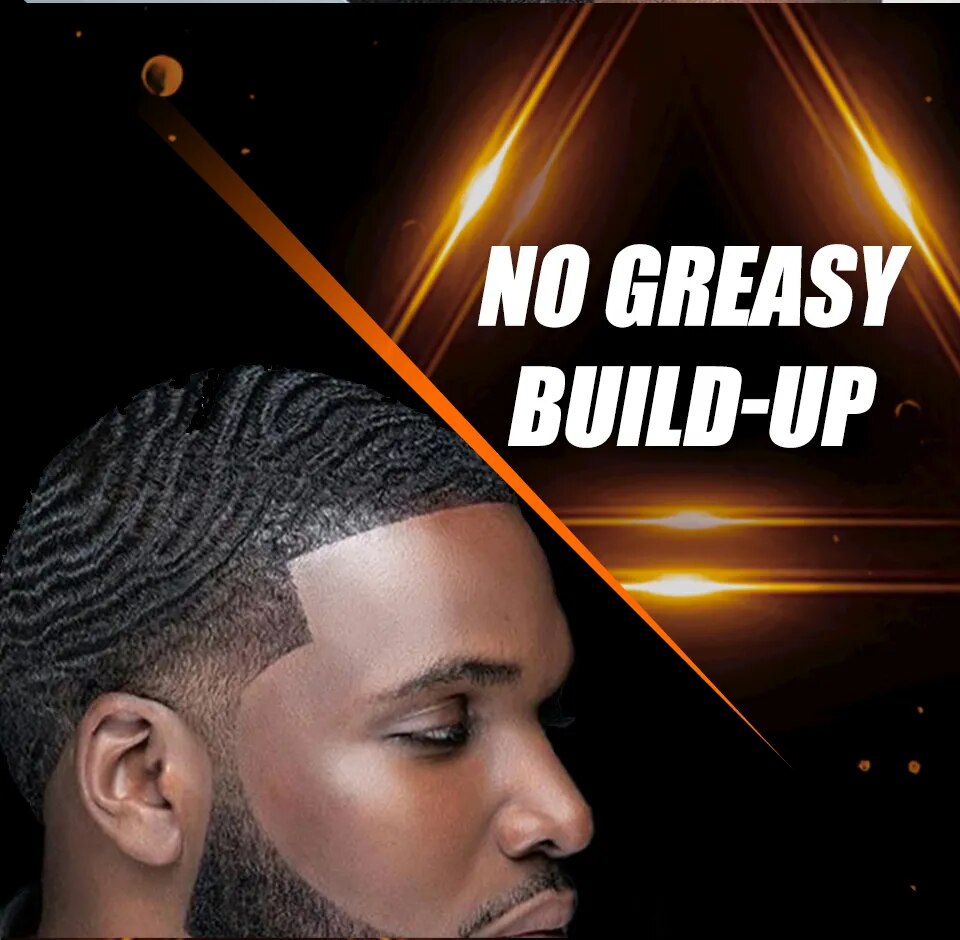 2023 Natural Wave Control Pomade for Black Men Strong Hold 360 Waves Layered Style Clay Wavy Grease Builder for Hair Silky Shine