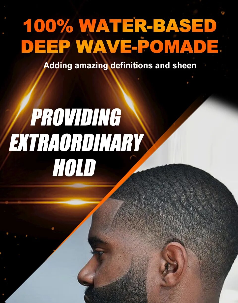 2023 Natural Wave Control Pomade for Black Men Strong Hold 360 Waves Layered Style Clay Wavy Grease Builder for Hair Silky Shine