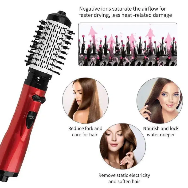 3-in-1 Multi-Directional Hot Air Styler and Rotating Hair Dryer, Hair Straightener Brush Hair Dryer Brush Hot Air Comb Negative Ion Hair Styler Comb