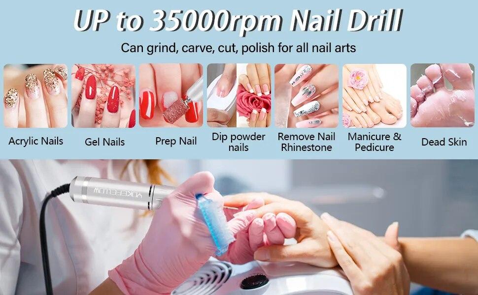 YOKEFELLOW 30000/35000RPM Nail Drill Machine Portable USB Low Noise for Cutting Manicure Machine Electric Salon Nail Equipment YOKEFELLOW 30000/35000RPM Nail Drill Machine Portable USB Low Noise for Cutting Manicure Machine Electric Salon Nail Equipment