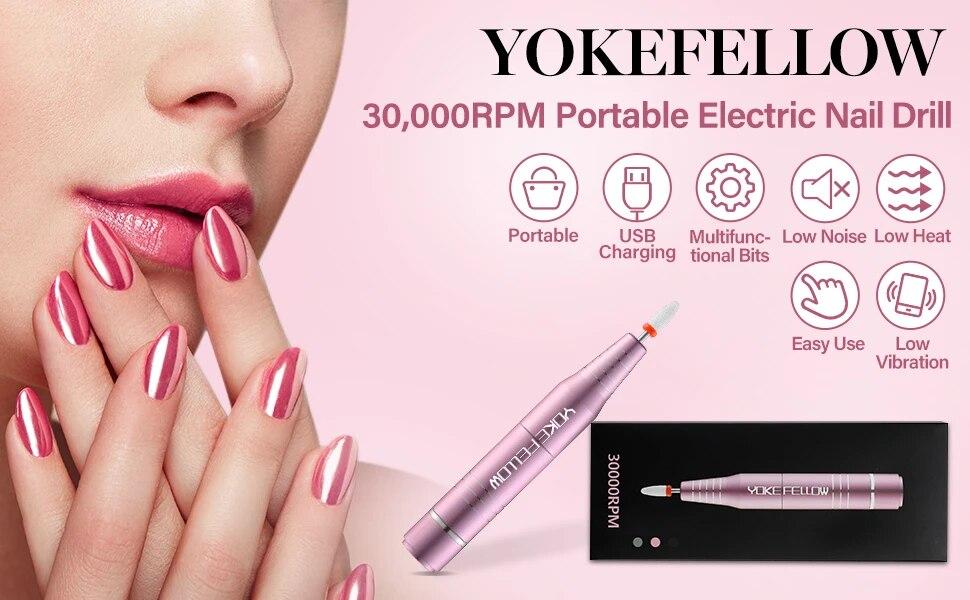 YOKEFELLOW 30000/35000RPM Nail Drill Machine Portable USB Low Noise for Cutting Manicure Machine Electric Salon Nail Equipment YOKEFELLOW 30000/35000RPM Nail Drill Machine Portable USB Low Noise for Cutting Manicure Machine Electric Salon Nail Equipment