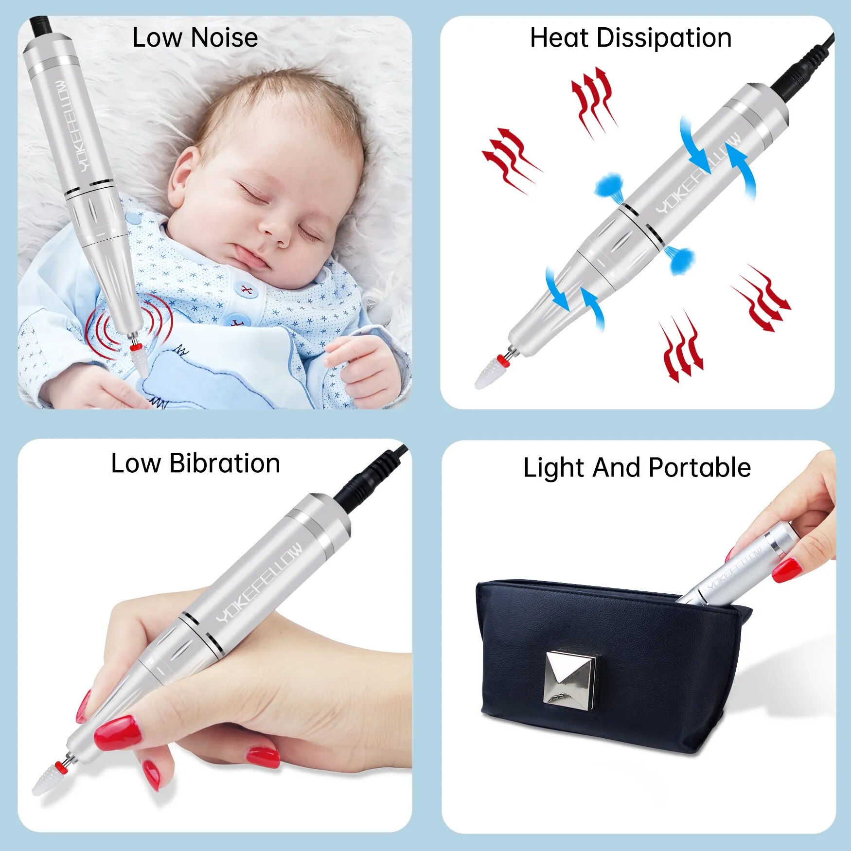 YOKEFELLOW 30000/35000RPM Nail Drill Machine Portable USB Low Noise for Cutting Manicure Machine Electric Salon Nail Equipment YOKEFELLOW 30000/35000RPM Nail Drill Machine Portable USB Low Noise for Cutting Manicure Machine Electric Salon Nail Equipment