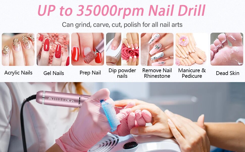 YOKEFELLOW 30000/35000RPM Nail Drill Machine Portable USB Low Noise for Cutting Manicure Machine Electric Salon Nail Equipment YOKEFELLOW 30000/35000RPM Nail Drill Machine Portable USB Low Noise for Cutting Manicure Machine Electric Salon Nail Equipment