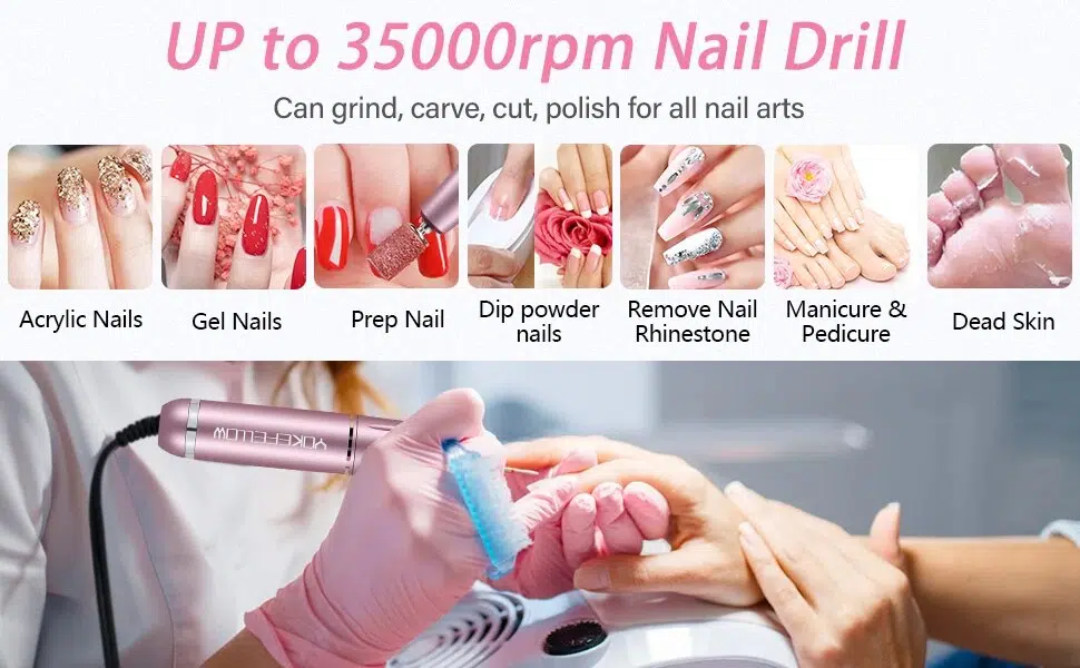 YOKEFELLOW 30000/35000RPM Nail Drill Machine Portable USB Low Noise for Cutting Manicure Machine Electric Salon Nail Equipment