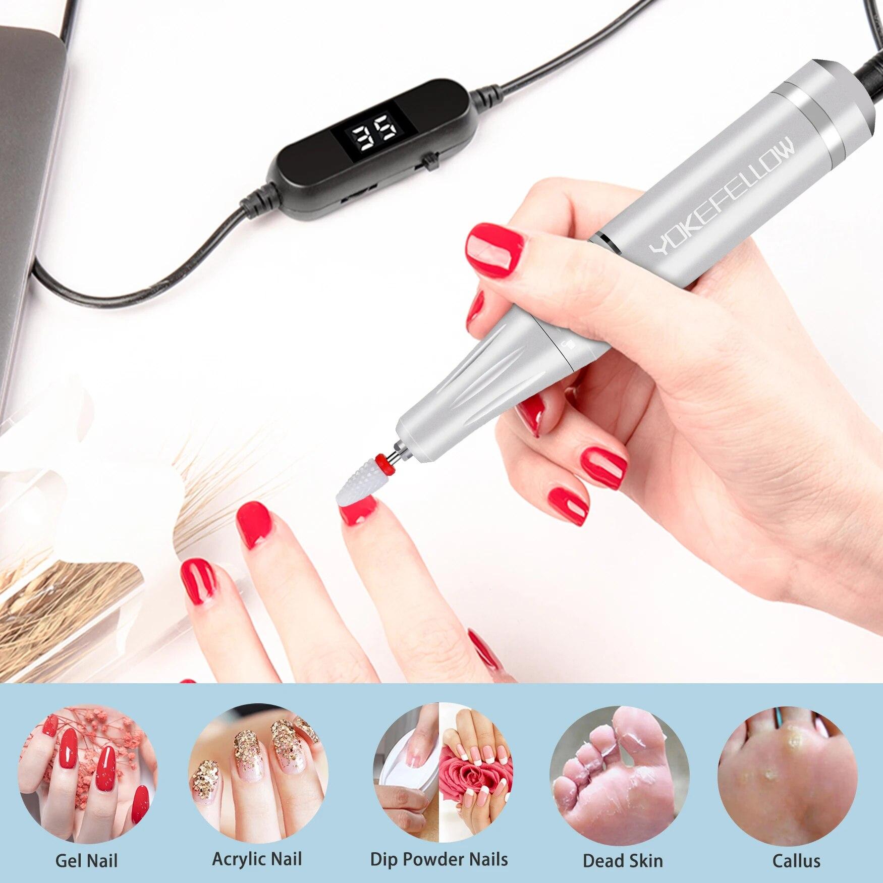 YOKEFELLOW 30000/35000RPM Nail Drill Machine Portable USB Low Noise for Cutting Manicure Machine Electric Salon Nail Equipment YOKEFELLOW 30000/35000RPM Nail Drill Machine Portable USB Low Noise for Cutting Manicure Machine Electric Salon Nail Equipment