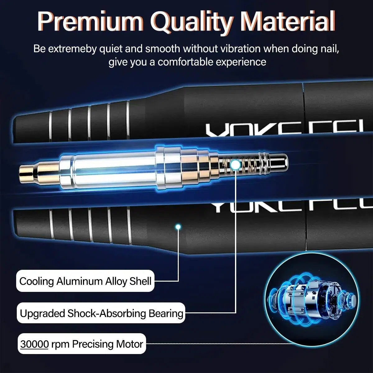 YOKEFELLOW 30000/35000RPM Nail Drill Machine Portable USB Low Noise for Cutting Manicure Machine Electric Salon Nail Equipment