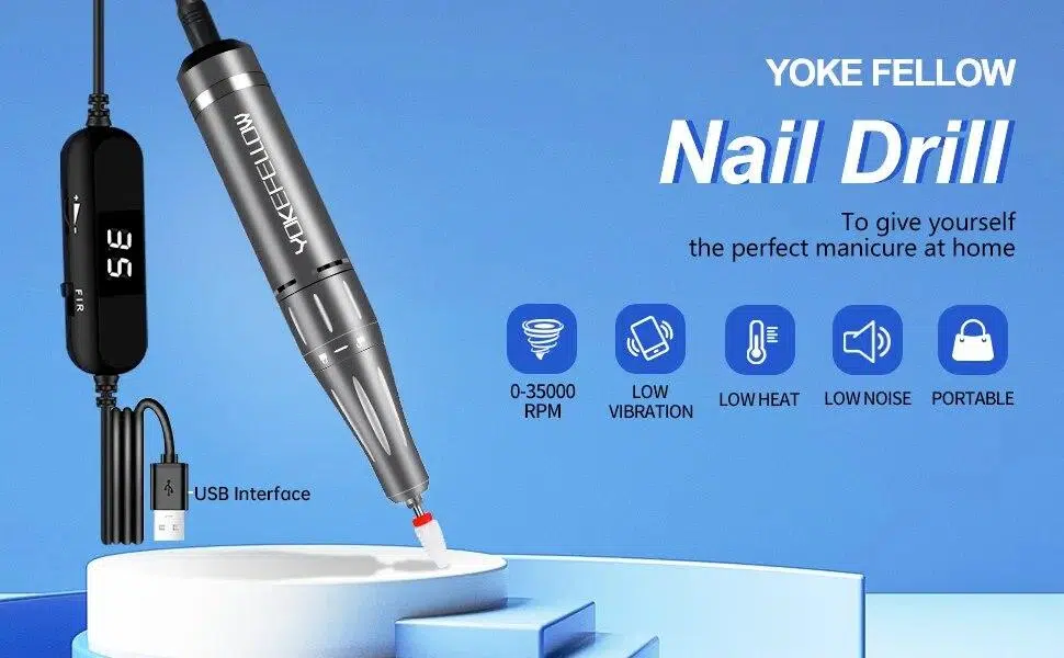 YOKEFELLOW 30000/35000RPM Nail Drill Machine Portable USB Low Noise for Cutting Manicure Machine Electric Salon Nail Equipment