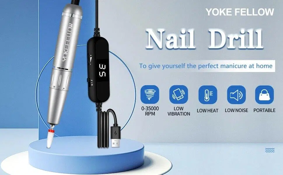 YOKEFELLOW 30000/35000RPM Nail Drill Machine Portable USB Low Noise for Cutting Manicure Machine Electric Salon Nail Equipment