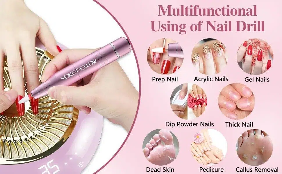 YOKEFELLOW 30000/35000RPM Nail Drill Machine Portable USB Low Noise for Cutting Manicure Machine Electric Salon Nail Equipment