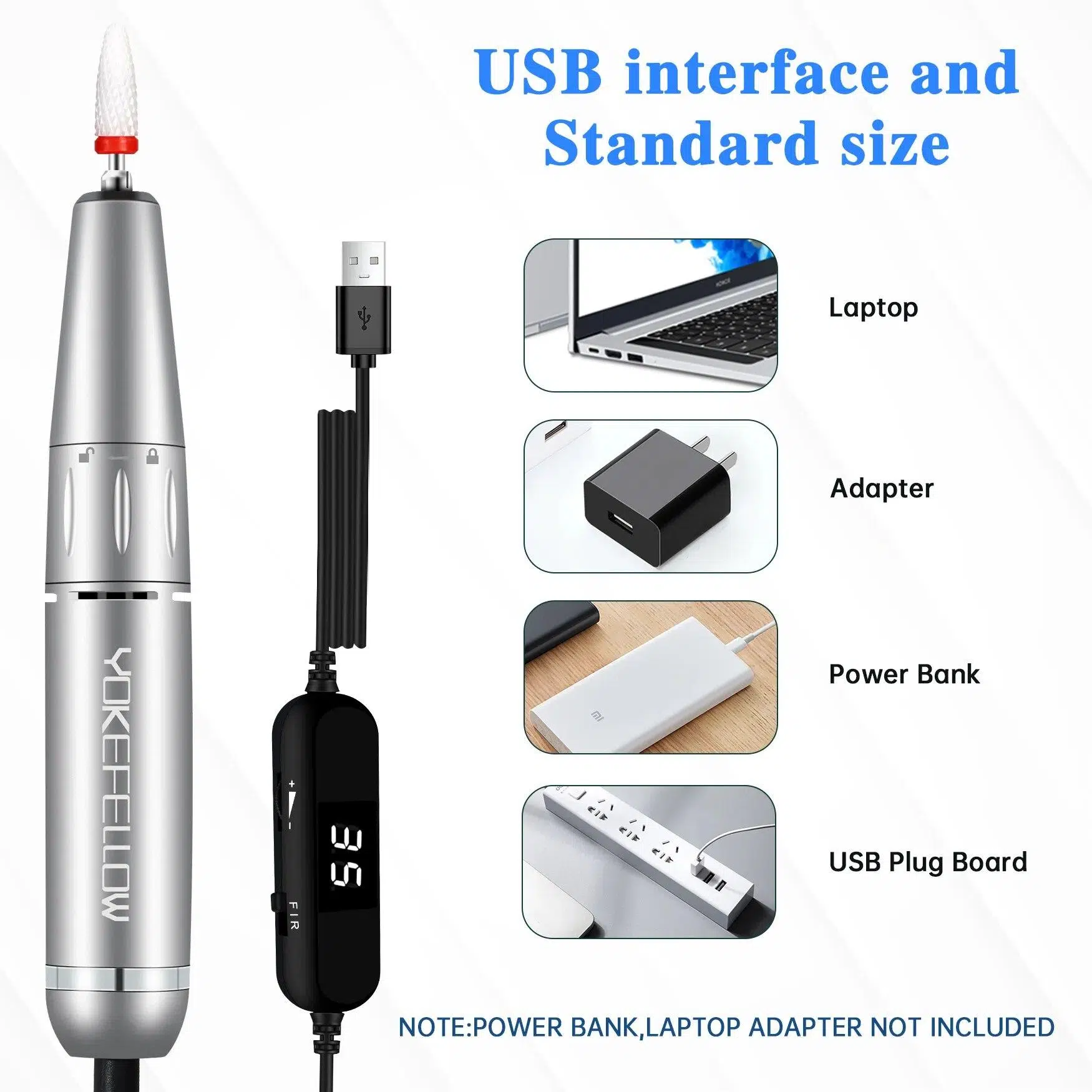 YOKEFELLOW 30000/35000RPM Nail Drill Machine Portable USB Low Noise for Cutting Manicure Machine Electric Salon Nail Equipment